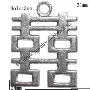 Zinc Alloy Jewelry Findings Lead-free, Pendant 24x31mm hole=3mm Sold per pkg of 200