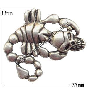 Zinc Alloy Jewelry Findings  Lead-free, Pendant 37x33mm hole=7mm Sold per pkg of 150