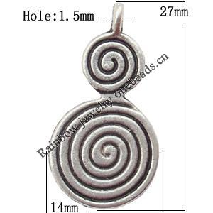 Zinc Alloy Jewelry Findings  Lead-free, Pendant Flat Hyacinth 14x27mm hole=1.5mm Sold per pkg of 400