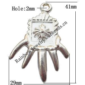 Zinc Alloy Jewelry Findings  Lead-free, Pendant 29x41mm hole=2mm Sold per pkg of 150