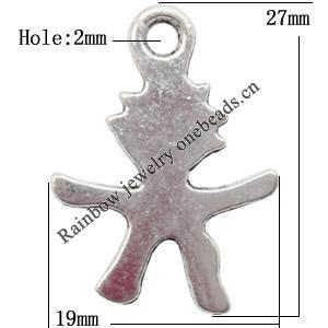 Zinc Alloy Jewelry Findings  Lead-free, Pendant 19x27mm hole=2mm Sold per pkg of 400