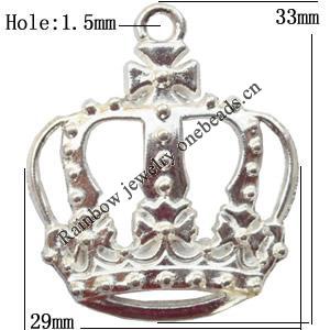Zinc Alloy Jewelry Findings  Lead-free, Pendant 29x33mm hole=1.5mm Sold per pkg of 200