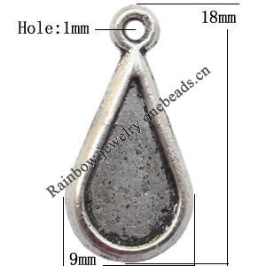 Zinc Alloy Jewelry Findings  Lead-free, Pendant Flat Teardrop 18x9mm hole=1mm Sold per pkg of 800