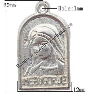 Zinc Alloy Jewelry Findings  Lead-free, Pendant 12x20mm hole=1mm Sold per pkg of 600