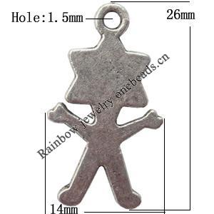 Zinc Alloy Jewelry Findings  Lead-free, Pendant 26x14mm hole=1.5mm Sold per pkg of 500