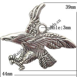 Zinc Alloy Jewelry Findings  Lead-free, Pendant Eagle 39x44mm hole=3mm Sold per pkg of 100