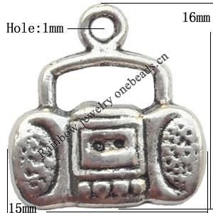 Zinc Alloy Jewelry Findings  Lead-free, Pendant 15x16mm hole=1mm Sold per pkg of 500