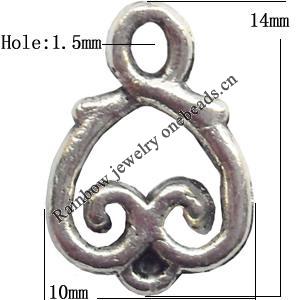 Pendant  Lead-Free Zinc Alloy Jewelry Findings 10x14mm hole=1.5mm，Sold per pkg of 1000