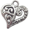 Pendant  Lead-Free Zinc Alloy Jewelry Findings Heart 13x14mm hole=1mm，Sold per pkg of 800