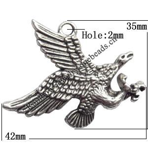 Pendant Lead-Free Zinc Alloy Jewelry Findings Animal 42x35mm hole=2mm，Sold per pkg of 100