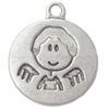 Pendant  Lead-Free Zinc Alloy Jewelry Findings Flat Round 19x22mm hole=2mm，Sold per pkg of 300