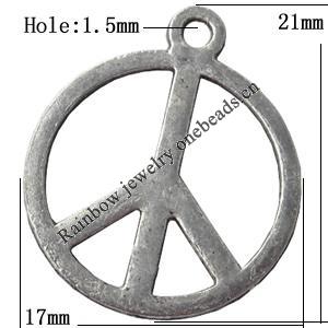 Pendant  Lead-Free Zinc Alloy Jewelry Findings 17x21mm hole=1.5mm，Sold per pkg of 500