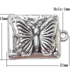 Pendant  Lead-Free Zinc Alloy Jewelry Findings Rectangular 15x21mm hole=1mm，Sold per pkg of 200