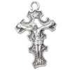 Pendant  Lead-Free Zinc Alloy Jewelry Findings Cross 26.5x42.5mm hole=3mm，Sold per pkg of 80