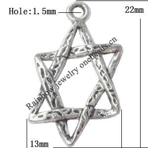 Pendant  Lead-Free Zinc Alloy Jewelry Findings 13x22mm hole=1.5mm，Sold per pkg of 500