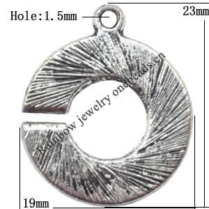 Pendant  Lead-Free Zinc Alloy Jewelry Findings Donut 26x19mm hole=1.5mm，Sold per pkg of 300