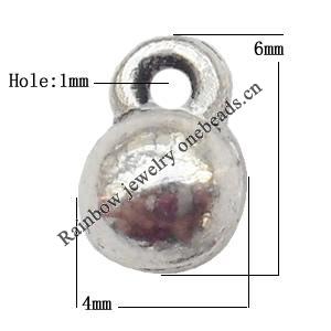 Pendant  Lead-Free Zinc Alloy Jewelry Findings Round 6x4mm hole=1mm，Sold per pkg of 4000
