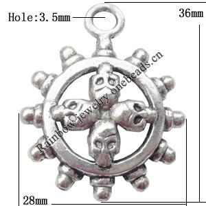 Pendant  Lead-Free Zinc Alloy Jewelry Findings 36x28mm hole=3.5mm，Sold per pkg of 150