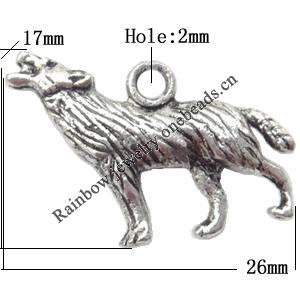 Pendant Lead-Free Zinc Alloy Jewelry Findings Animal 26x17mm hole=2mm，Sold per pkg of 300