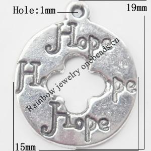 Pendant  Lead-Free Zinc Alloy Jewelry Findings Donut 15x19mm hole=1mm，Sold per pkg of 700