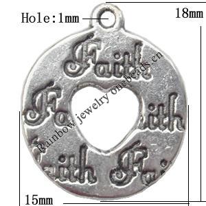 Pendant  Lead-Free Zinc Alloy Jewelry Findings Donut 18x151mm hole=1mm，Sold per pkg of 700
