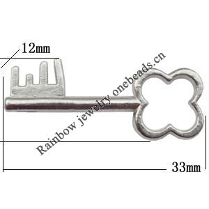 Pendant  Lead-Free Zinc Alloy Jewelry Findings Key 33x12mm hole=8mm，Sold per pkg of 500