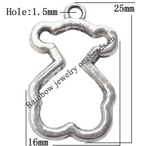 Pendant Lead-Free Zinc Alloy Jewelry Findings 25x16mm hole=1.5mm，Sold per pkg of 500