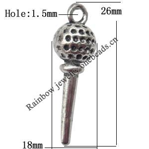Pendant  Lead-Free Zinc Alloy Jewelry Findings 26x18mm hole=1.5mm，Sold per pkg of 400