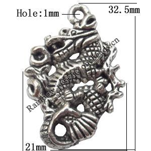 Pendant  Lead-Free Zinc Alloy Jewelry Findings Animal 32.5x21mm hole=1mm，Sold per pkg of 150