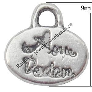 Pendant  Lead-Free Zinc Alloy Jewelry Findings 9x9mm hole=1mm，Sold per pkg of 2000