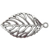 Pendant  Lead-Free Zinc Alloy Jewelry Findings Leaf 50.5x27mm hole=3mm，Sold per pkg of 150