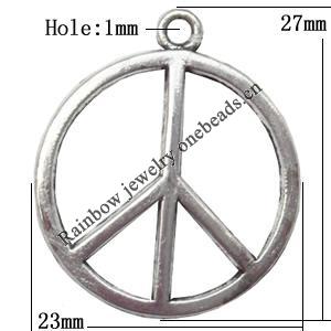 Pendant  Lead-Free Zinc Alloy Jewelry Findings 23x27mm hole=1mm，Sold per pkg of 200
