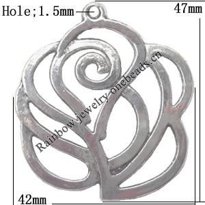 Pendant  Lead-Free Zinc Alloy Jewelry Findings 42x47mm hole=1.5mm，Sold per pkg of 100