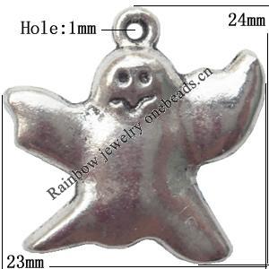 Pendant  Lead-Free Zinc Alloy Jewelry Findings 23x24mm hole=1mm，Sold per pkg of 200