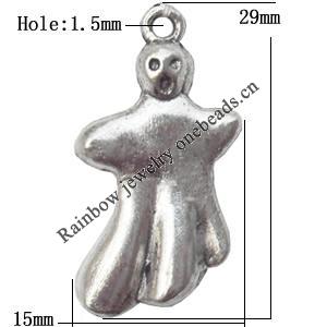 Pendant  Lead-Free Zinc Alloy Jewelry Findings 29x15mm hole=1.5mm，Sold per pkg of 300