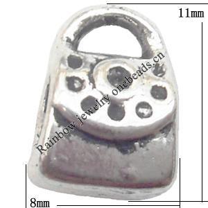 Pendant  Lead-Free Zinc Alloy Jewelry Findings Bag 8x11mm hole=4mm ，Sold per pkg of 500