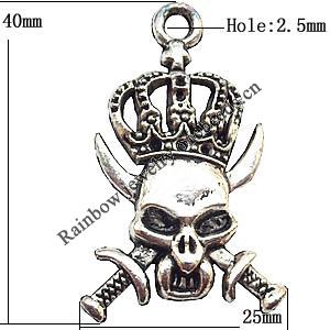 Pendant  Lead-Free Zinc Alloy Jewelry Findings, Skeleton 25x40mm hole=2.5mm, Sold per pkg of 150