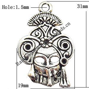 Pendant Lead-Free Zinc Alloy Jewelry Findings, Head 19x31mm hole=1.5mm, Sold per pkg of 200