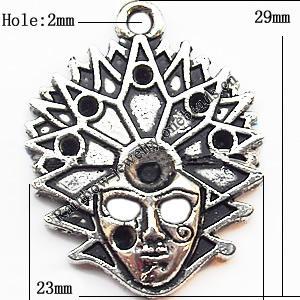 Pendant  Lead-Free Zinc Alloy Jewelry Findings, Head 23x29mm hole=2mm, Sold per pkg of 150