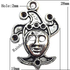 Pendant  Lead-Free Zinc Alloy Jewelry Findings, Head 19x28mm hole=2mm, Sold per pkg of 200