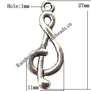 Pendant  Lead-Free Zinc Alloy Jewelry Findings, 11x27mm hole=1mm, Sold per pkg of 500