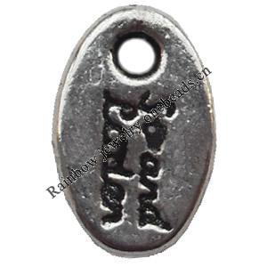 Pendant  Lead-Free Zinc Alloy Jewelry Findings, Flat oval 8x12mm hole=1mm, Sold per pkg of 1500