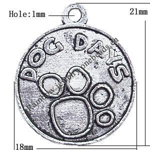 Pendant  Lead-Free Zinc Alloy Jewelry Findings, Coin 18x21mm hole=1mm, Sold per pkg of 500