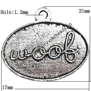 Pendant  Lead-Free Zinc Alloy Jewelry Findings, 17x21mm hole=1.2mm, Sold per pkg of 500