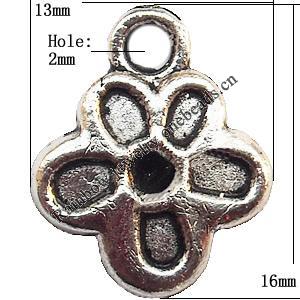 Pendant  Lead-Free Zinc Alloy Jewelry Findings, Flower 13x16mm hole=2mm, Sold per pkg of 800