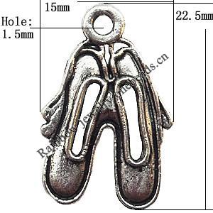 Pendant  Lead-Free Zinc Alloy Jewelry Findings, 15x22.5mm hole=1.5mm, Sold per pkg of 500