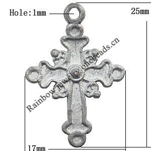 Pendant  Lead-Free Zinc Alloy Jewelry Findings, Cross 17x25mm hole=1mm, Sold per pkg of 500
