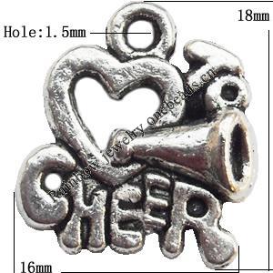 Pendant  Lead-Free Zinc Alloy Jewelry Findings, 16x18mm hole=1.5mm, Sold per pkg of 500