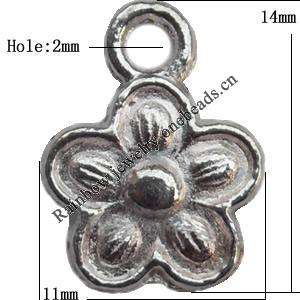 Pendant  Lead-Free Zinc Alloy Jewelry Findings, Flower 11x14mm hole=2mm, Sold per pkg of 1500