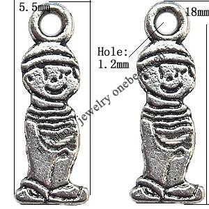 Pendant  Lead-Free Zinc Alloy Jewelry Findings, Children 5.5x18mm hole=1.2mm, Sold per pkg of 1000